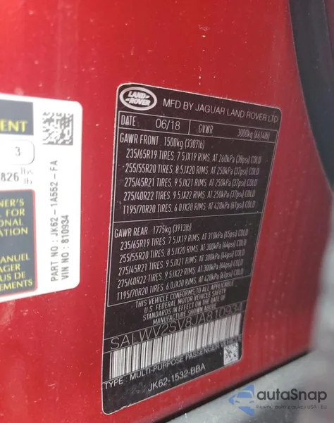 2018 Land Rover Range Rover Sport Hse Dynamic из США, поврежденный, VIN SALWV2SV8JA810934